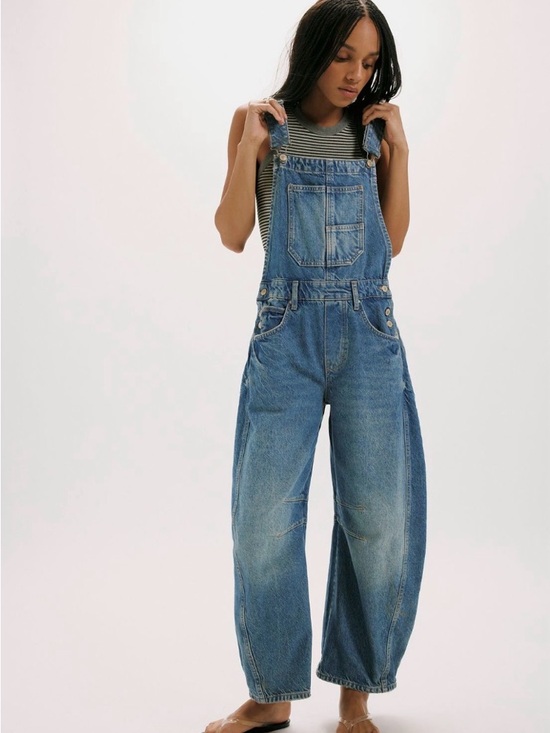 Free People Denim - We The Free Good Luck Barrel Overalls in Ultra Light Beam
